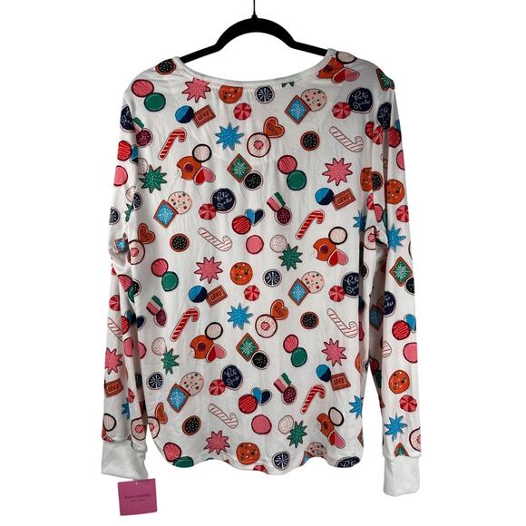 Kate Spade Pajama Set Joggers Womens Large Holiday Spirit Print Brushed Jersey - Picture 4 of 11